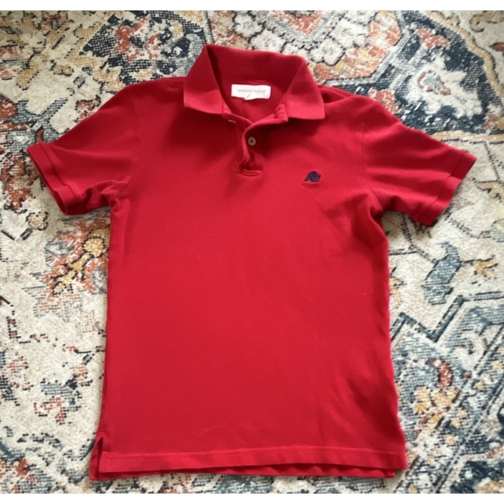 Aéropostale Women’s Red Solid Short Sleeve Collared Polo Shirt XS Logo